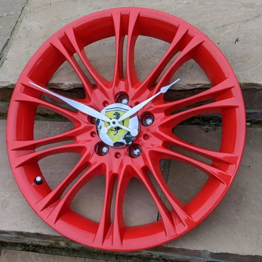 Alloy Wheel upcycled to stunning Ferrari Wheel wall clock