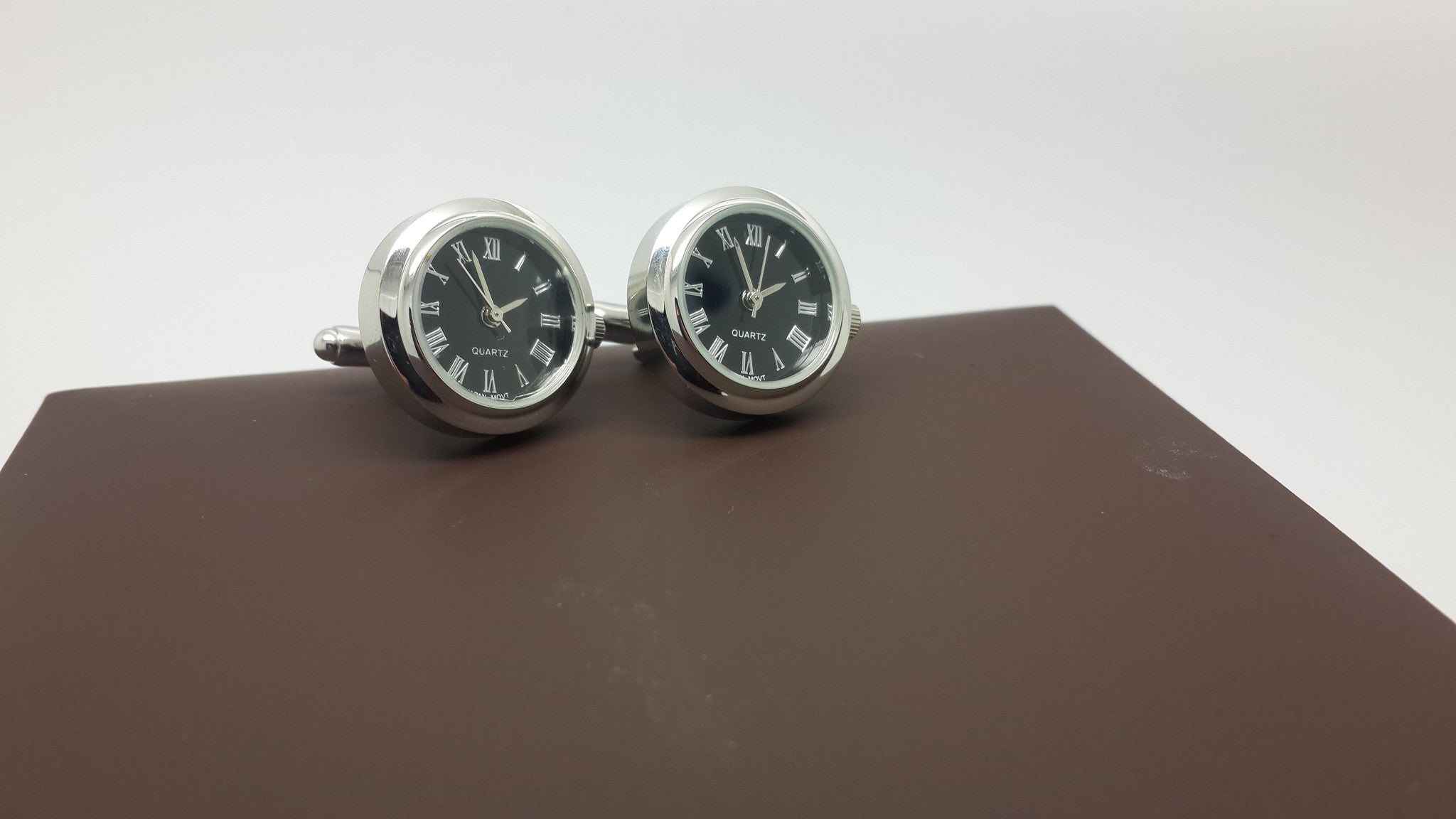 Clockwork Cufflinks With working Roman numeral clock face