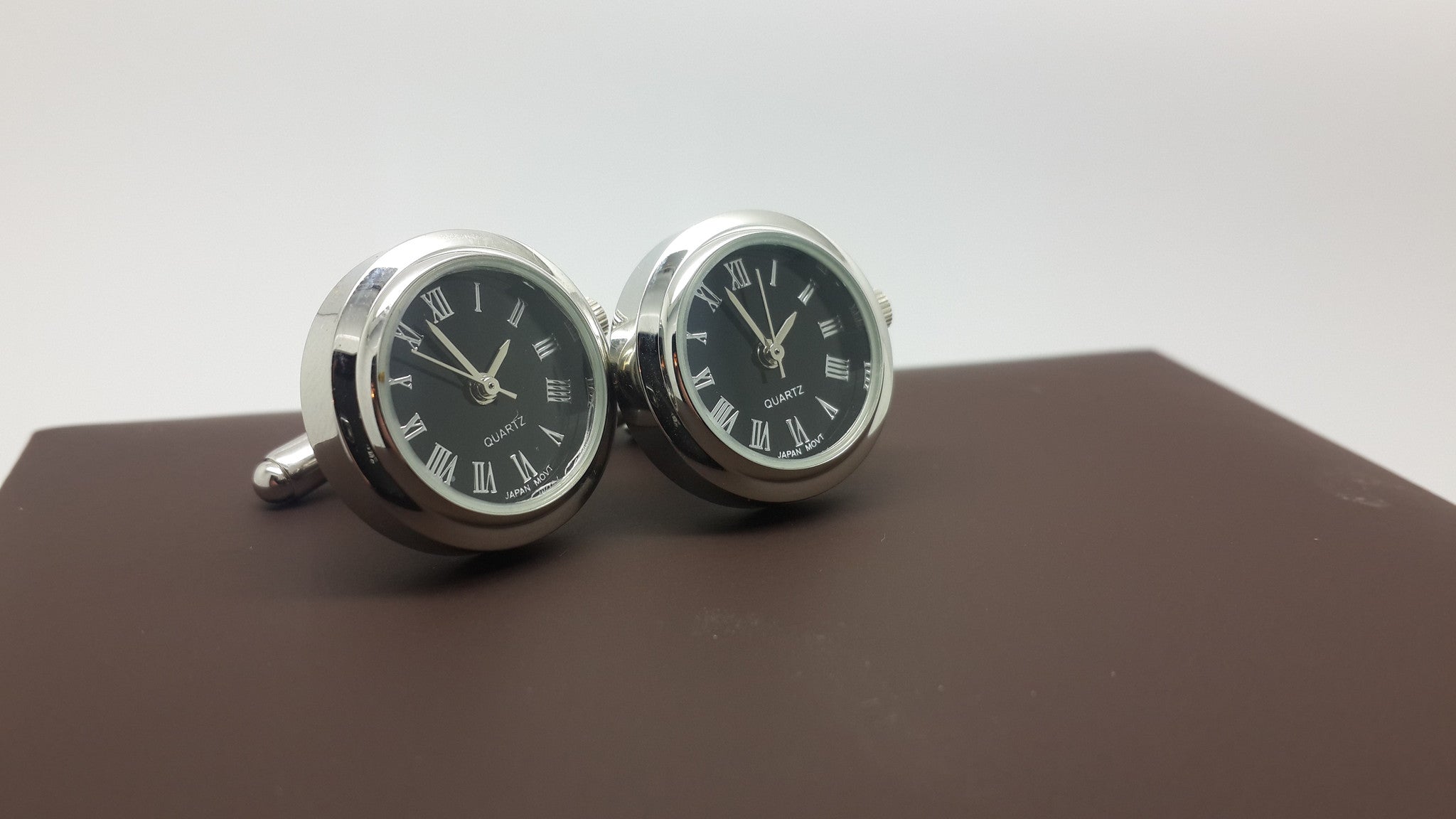 Clockwork Cufflinks With working Roman numeral clock face