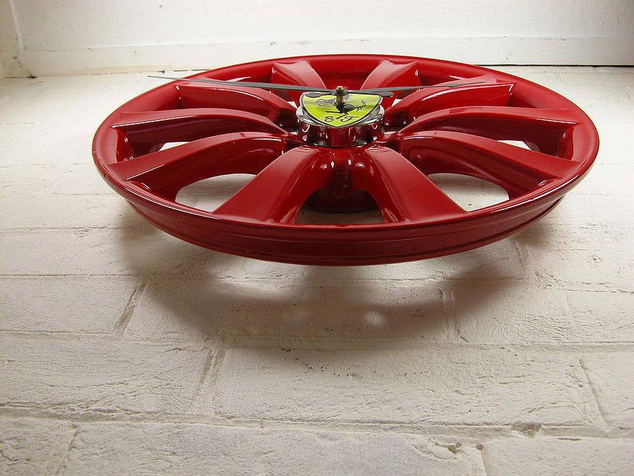 Alloy Wheel upcycled to stunning Ferrari Wheel wall clock